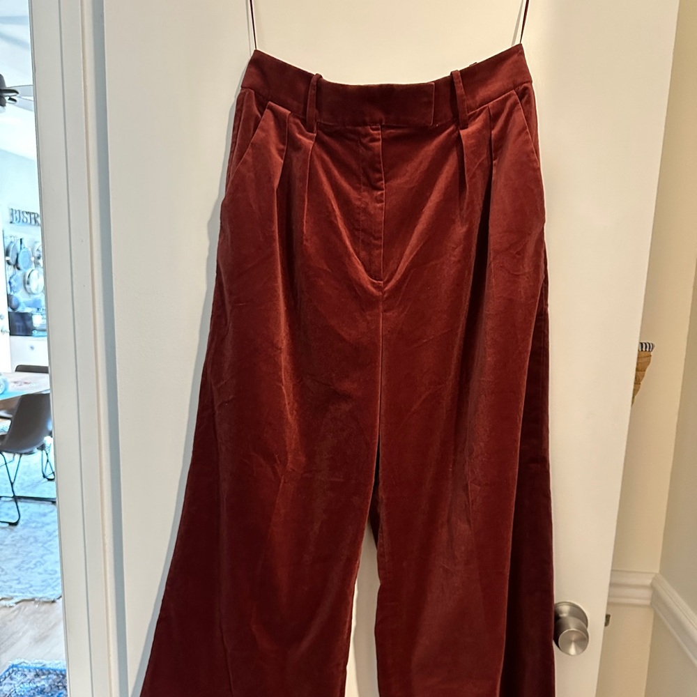 Banana Republic Veluro Relaxed Velvet Pant in Cabin Red